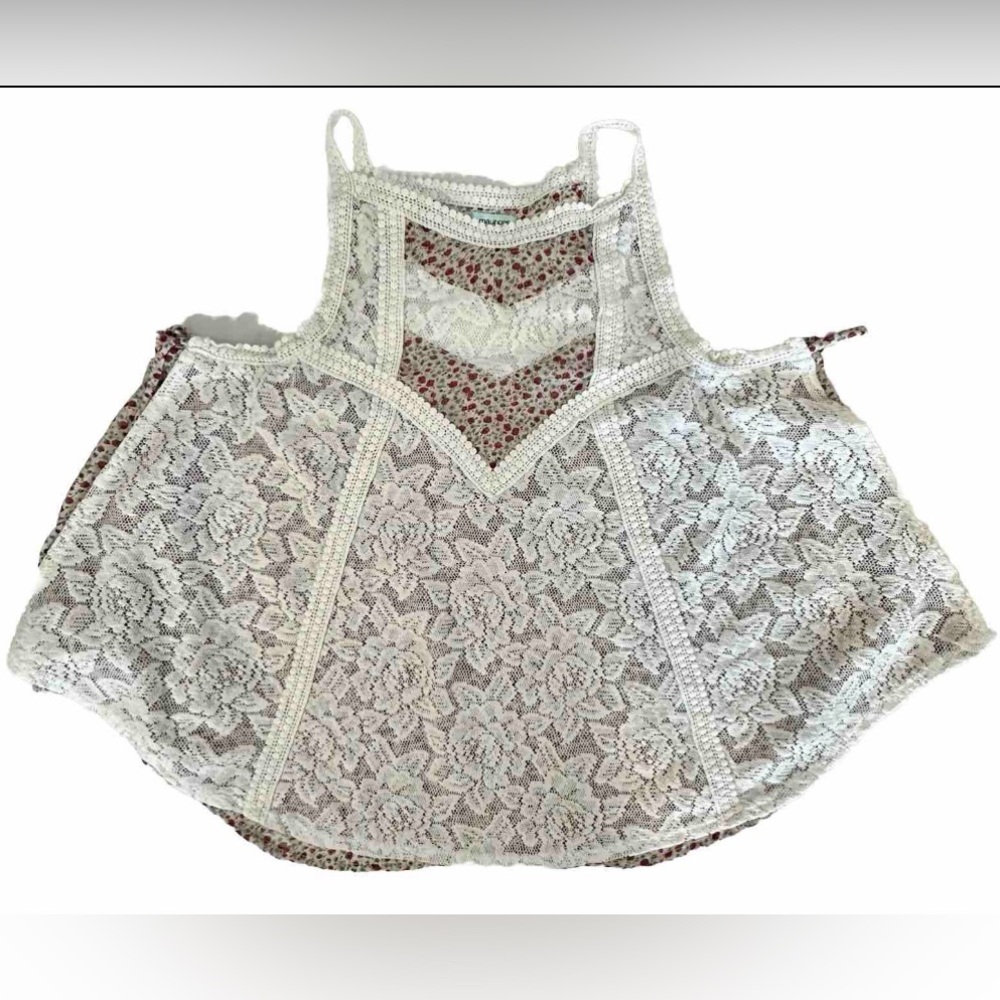 Maurice’s Medium‎ Lace Bib Floral Under Design Flowy Double Layered Tank Top M